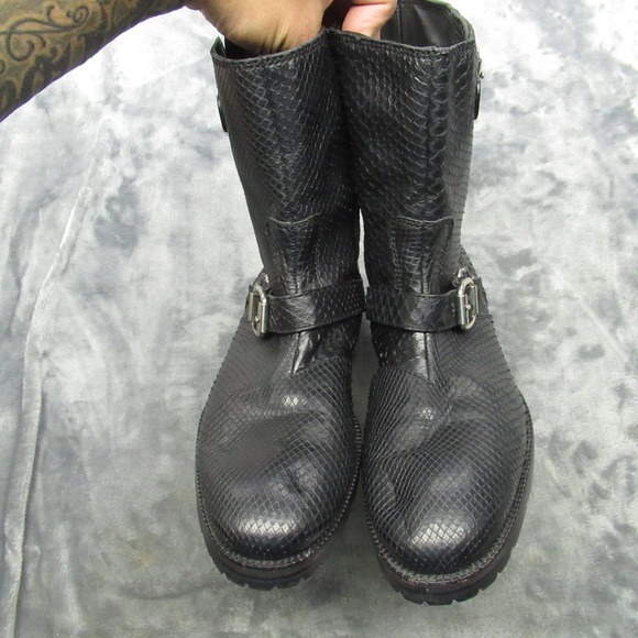 Jimmy Choo Men 9.5 Python Boots BLK Exotic Embos Leather LIGHTLY USED RARE Italy main image 11